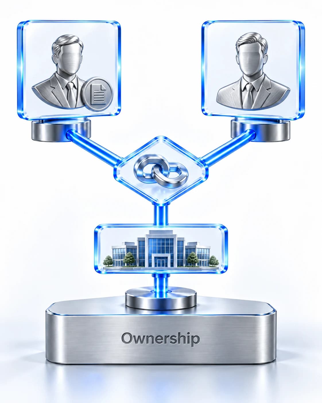 Two owner records connect through an ownership path to the screened organisation.