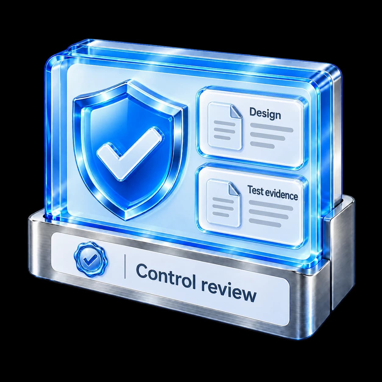 A control review pairs the control design with its test evidence.